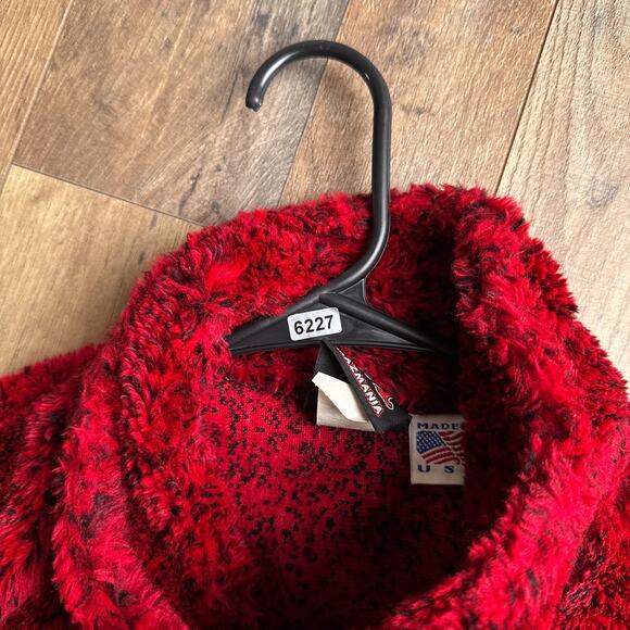 Vintage Mazmania Fleece Jacket Men's Small Red Forrest Bears Pockets AOP 6227 - Picture 13 of 13